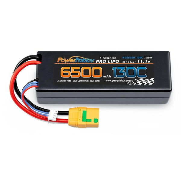 Powerhobby 3S 11.1V 6500mAh 130C Lipo Battery Pack w XT90 Connector Hard Case