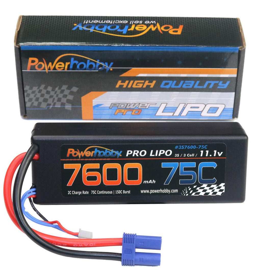 Powerhobby 3s 11.1v 7600mah 75c Lipo Battery w EC5 Plug Hard Case