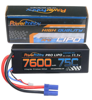 Powerhobby 3s 11.1v 7600mah 75c Lipo Battery w EC5 Plug Hard Case
