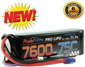 Powerhobby 3S 11.1v 7600mAh 75C Lipo Battery w EC3 Plug