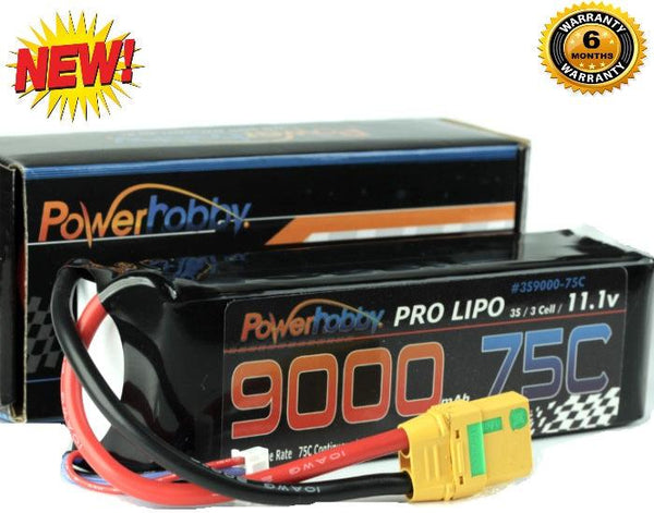 PowerHobby 3S 11.1V 9000mAh 75C Lipo Battery Pack w XT90 Plug