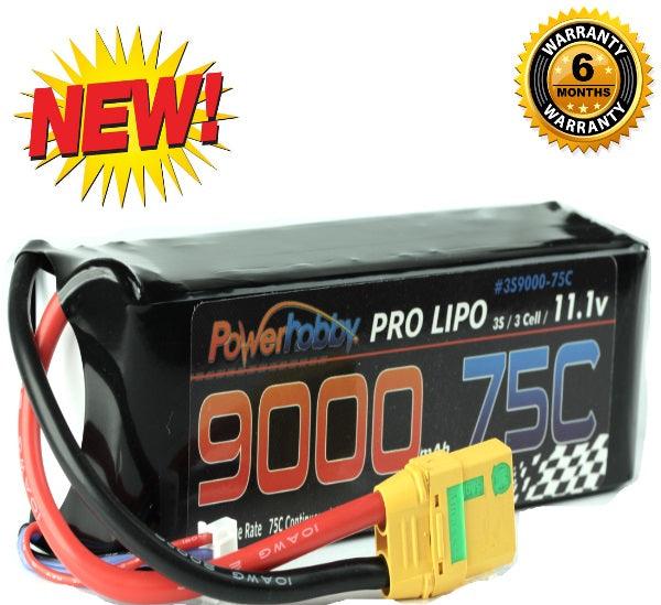 PowerHobby 3S 11.1V 9000mAh 75C Lipo Battery Pack w XT90 Plug