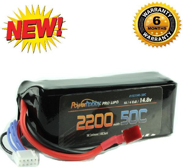 Powerhobby 4s 14.8v 2200mah 50c Lipo Battery w Deans Plug 4-Cell