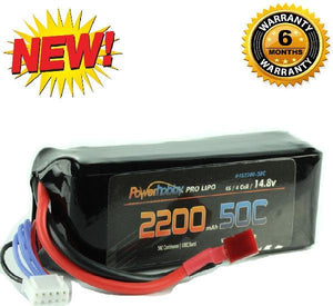 Powerhobby 4s 14.8v 2200mah 50c Lipo Battery w Deans Plug 4-Cell