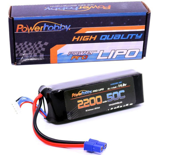 Powerhobby 4s 14.8v 2200mah 50c Lipo Battery w EC3 Plug 4-Cell