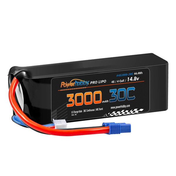 Powerhobby 4s 14.8v 3000mah 30C-60C Lipo Battery w EC3 Plug 4-Cell