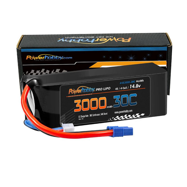 Powerhobby 4s 14.8v 3000mah 30C-60C Lipo Battery w EC3 Plug 4-Cell