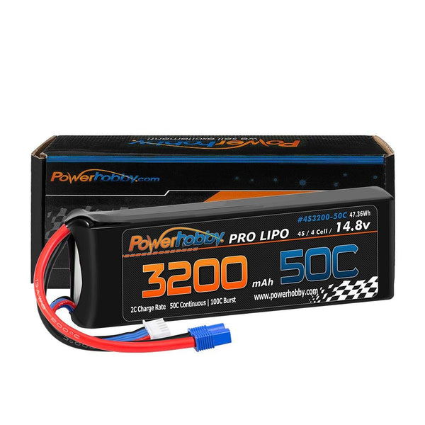 Powerhobby 4s 14.8V 3200mah 50c Lipo Battery with EC3 Plug