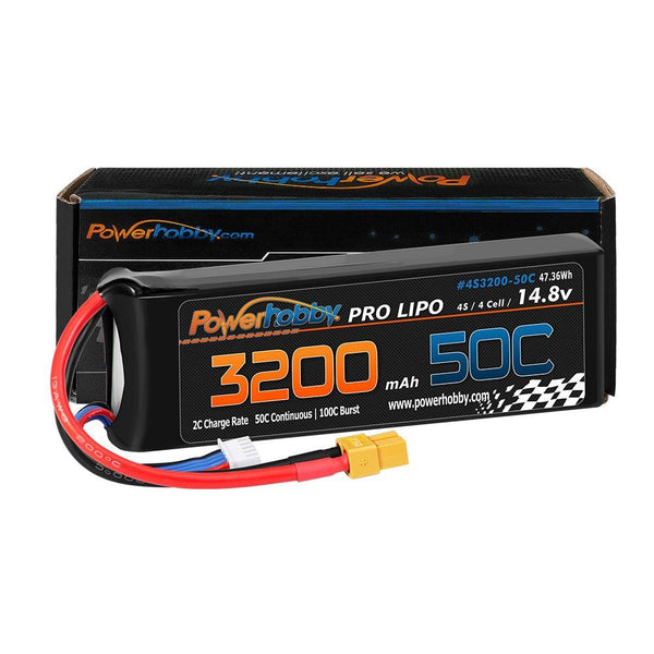 Powerhobby 4s 14.8v 3200mah 50c Lipo Battery w XT60 Plug