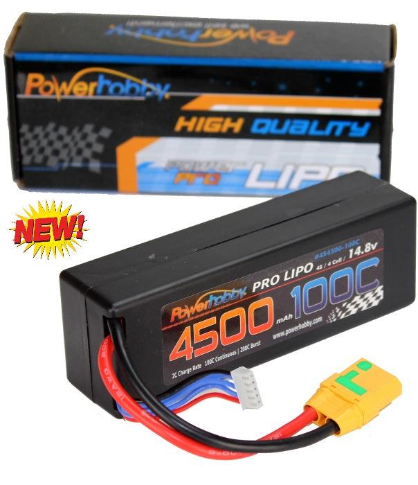 Powerhobby 4s 14.8V 4500mah 100c Lipo Battery w Xt90 Plug Hard Case 4-Cell