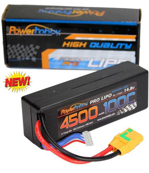 Powerhobby 4s 14.8V 4500mah 100c Lipo Battery w Xt90 Plug Hard Case 4-Cell