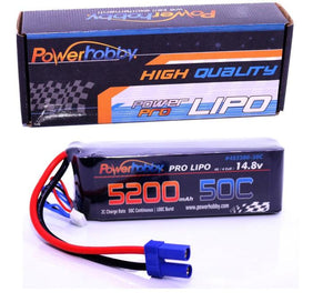 Powerhobby 4S 14.8V 5200mAh 50C Lipo Battery Soft Case 4-Cell w EC5 Plug