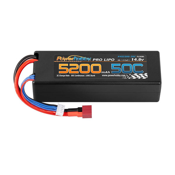 Powerhobby 4s 14.8v 5200mah 50c Lipo Battery w Deans Plug Hard Case LCG