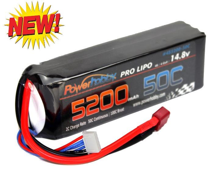 Powerhobby 4s 14.8V 5200mah 50c Lipo Baterry w Deans Plug Soft Case 4-Cell