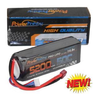 Powerhobby 4s 14.8V 5200mah 50c Lipo Baterry w Deans Plug Soft Case 4-Cell