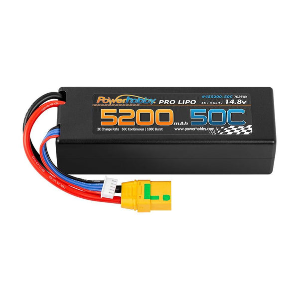 Powerhobby 4s 14.8v 5200mah 50c Lipo Battery w XT90 Plug Hard Case LCG