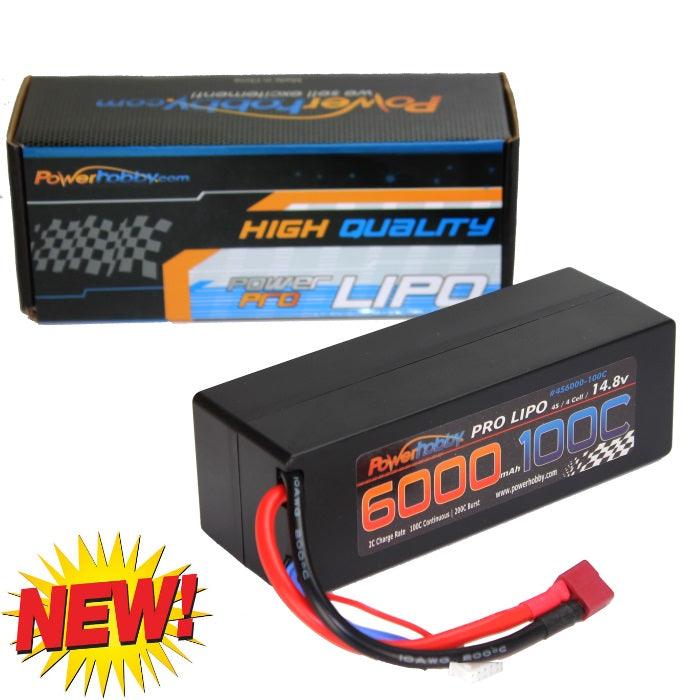 Powerhobby 4s 14.8v 6000mah 100c Lipo Battery w Deans plug Hard Case