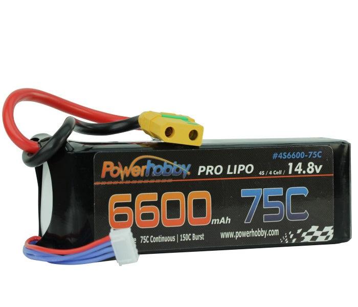 PowerHobby 4S 14.8V 6600mAh 75C-150C Lipo Battery Pack XT90 Plug 4-Cell