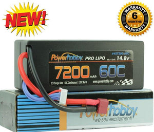 PowerHobby 4S 14.8V 7200mAh 60C-120C Lipo Battery Deans Plug 4-Cell Hard Case