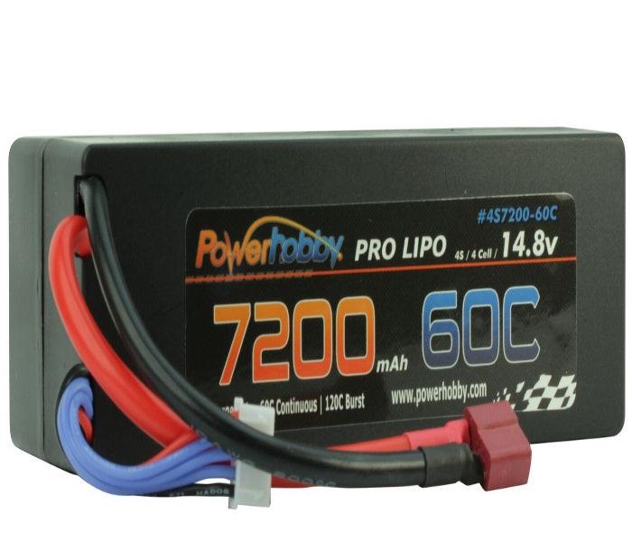 PowerHobby 4S 14.8V 7200mAh 60C-120C Lipo Battery Deans Plug 4-Cell Hard Case