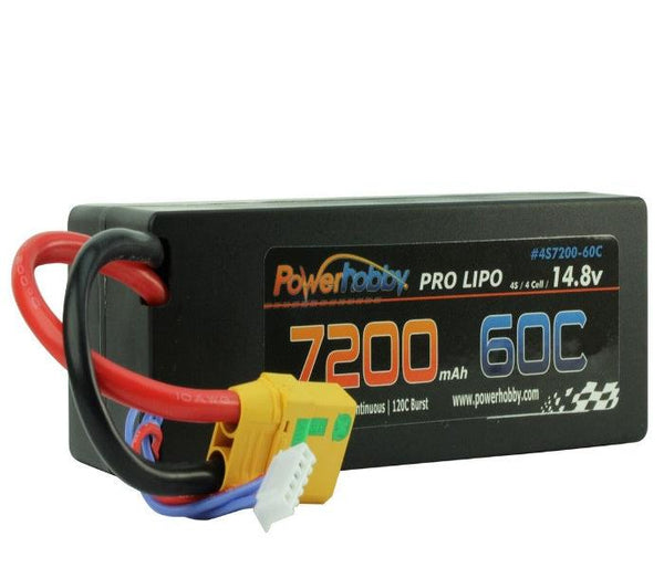 PowerHobby 4S 14.8V 7200mAh 60C-120C Lipo Battery XT90 Plug 4-Cell Hard Case