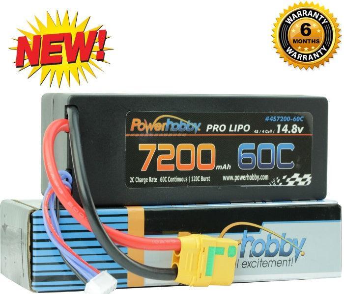 PowerHobby 4S 14.8V 7200mAh 60C-120C Lipo Battery XT90 Plug 4-Cell Hard Case - Echo Six Hobbies