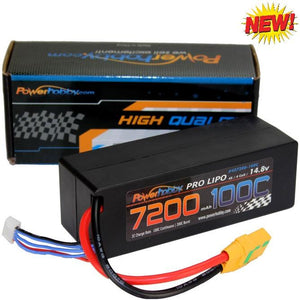 Powerhobby 4s 14.8v 7200mah 100c Lipo Battery w XT90 Hard Case (2 Pack ) 4-Cell