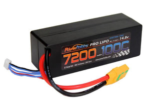 Powerhobby 4s 14.8v 7200mah 100c Lipo Battery w XT90 Hard Case (2 Pack ) 4-Cell