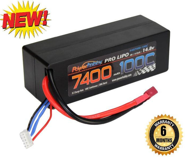 PowerHobby 4S 14.8V 7400mAh 100C-200C Lipo Battery Deans Plug 4-Cell Hard Case