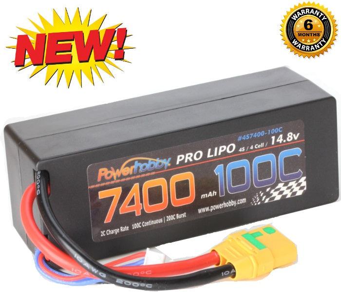 PowerHobby 4S 14.8V 7400mAh 100C-200C Lipo Battery XT90 Plug 4-Cell Hard Case