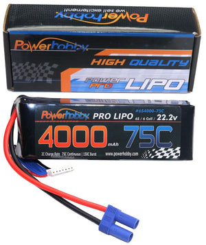 Powerhobby 6S 22.2v 4000mah 75c Lipo Battery w EC5 Plug