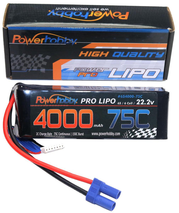 Powerhobby 6S 22.2v 4000mah 75c Lipo Battery w EC5 Plug