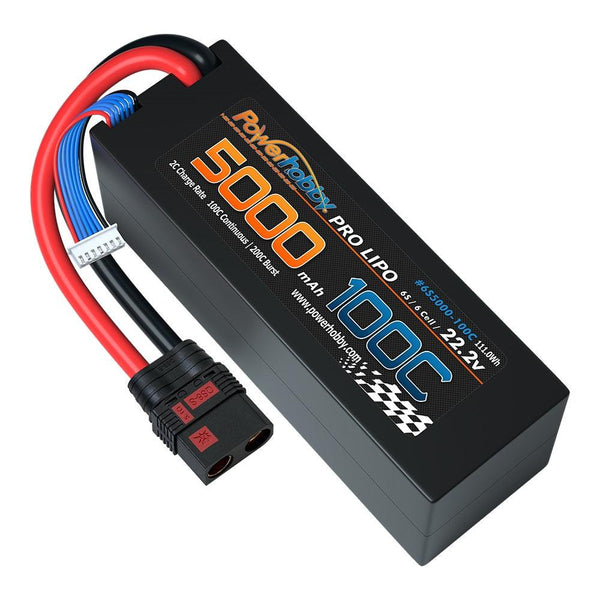 Powerhobby 6s 22.2v 5000mah 100c Lipo Battery w QS8 Plug Hard Case 6-Cell 8AWG