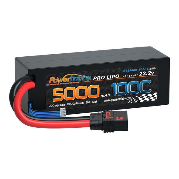 Powerhobby 6s 22.2v 5000mah 100c Lipo Battery w QS8 Plug Hard Case 6-Cell 8AWG