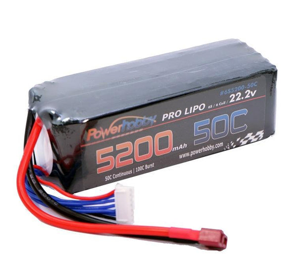 Powerhobby 6S 22.2V 5200mAh 50C Lipo Battery w Deans Plug 6-cell