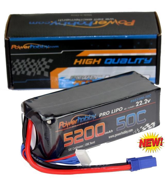 Powerhobby 6S 22.2V 5200mAh 50C Lipo Battery w EC5 Plug Soft Case 6-cell
