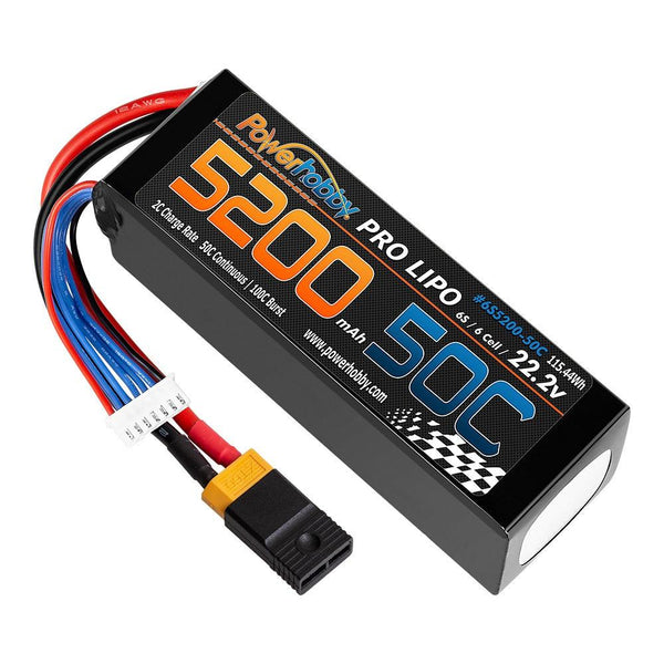 Powerhobby 6S 22.2V 5200mAh 50C Lipo Battery w xt60 Plug + Adapter