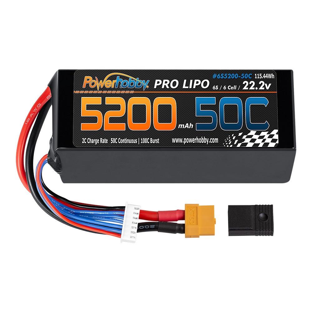Powerhobby 6S 22.2V 5200mAh 50C Lipo Battery w xt60 Plug + Adapter