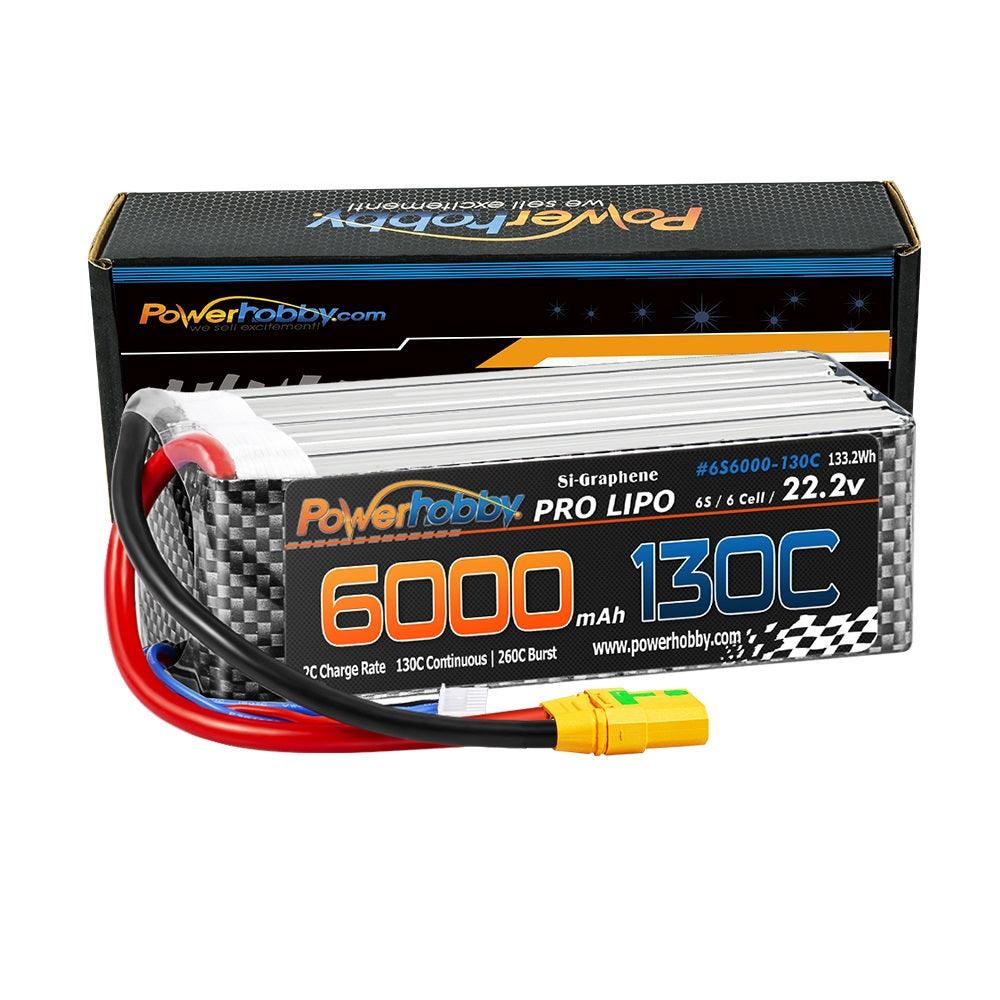 Powerhobby 6s 22.2V 6000mah 130C-260C Lipo Battery With XT90 Plug 6-Cell