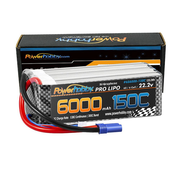 Powerhobby XTREME 6s 22.2V 6000mah 150C-300C Lipo Battery With EC5 Plug 6-Cell
