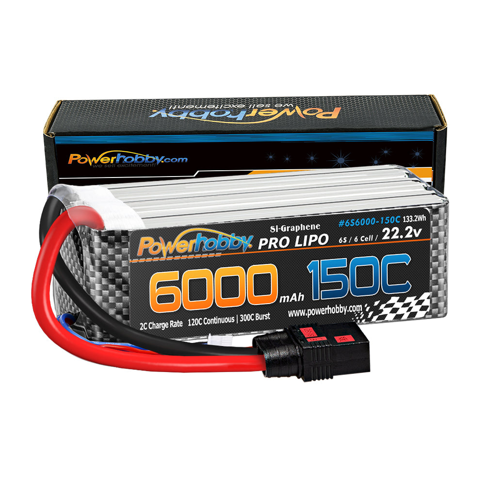 Powerhobby XTREME 6s 22.2V 6000mah 150C-300C Lipo Battery W QS8 Plug 8AWG Wire