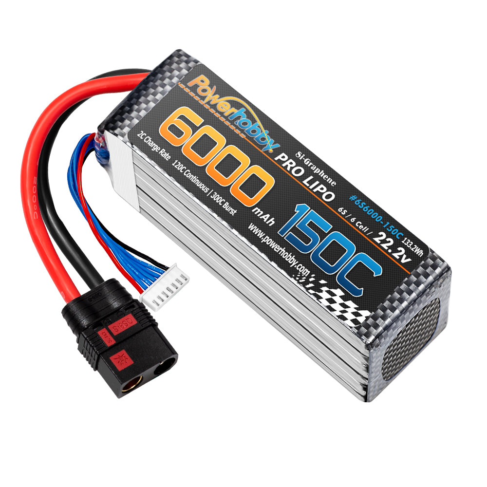 Powerhobby XTREME 6s 22.2V 6000mah 150C-300C Lipo Battery W QS8 Plug 8AWG Wire