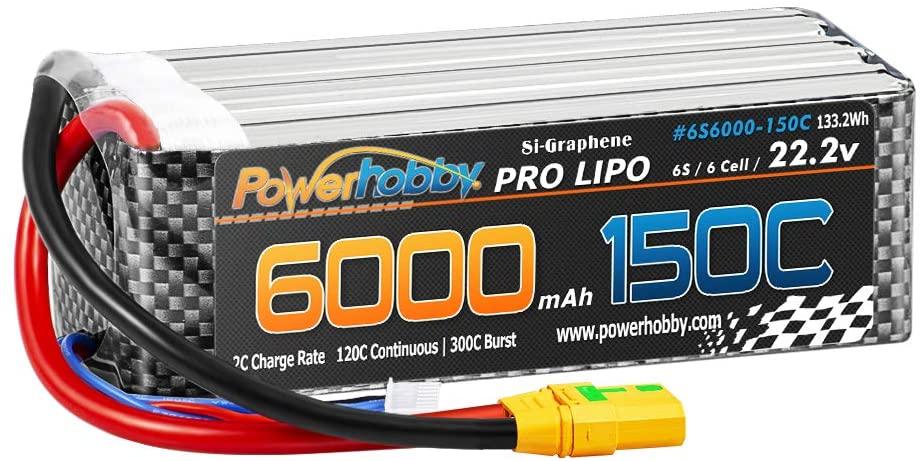 Powerhobby XTREME 6s 22.2V 6000mah 150C-300C Lipo Battery With XT90 Plug 6-Cell