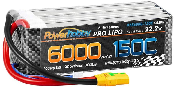 Powerhobby XTREME 6s 22.2V 6000mah 150C-300C Lipo Battery With XT90 Plug 6-Cell