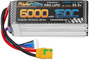 Powerhobby XTREME 6s 22.2V 6000mah 150C-300C Lipo Battery With XT90 Plug 6-Cell