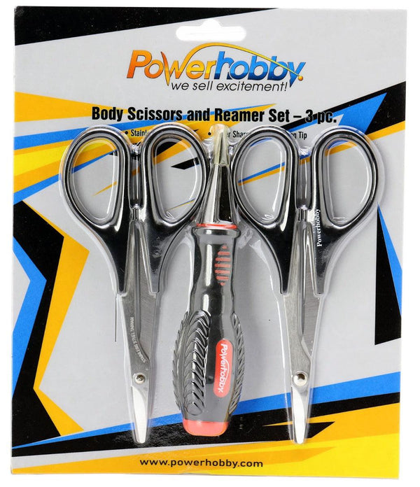 Powerhobby RC Body Tools Reamer & Scissors Set Curved Straight
