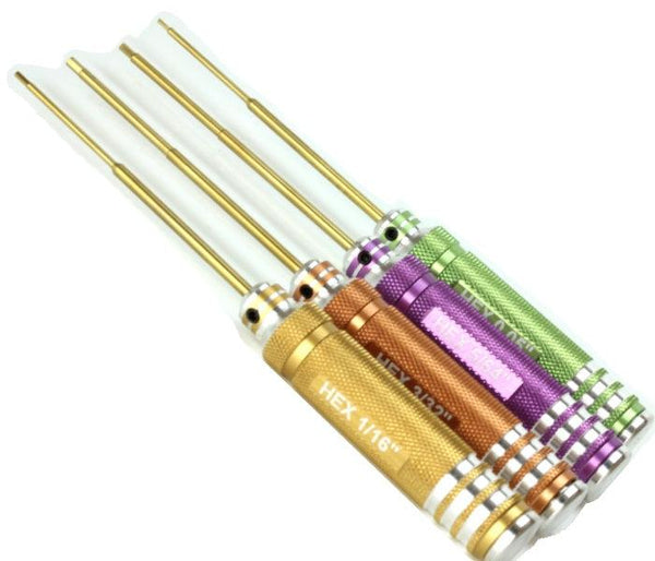 Powerhobby Standard Hex Driver Wrench Set Magnetic (4) (0.05, 1/16, 5/64, 3/32)