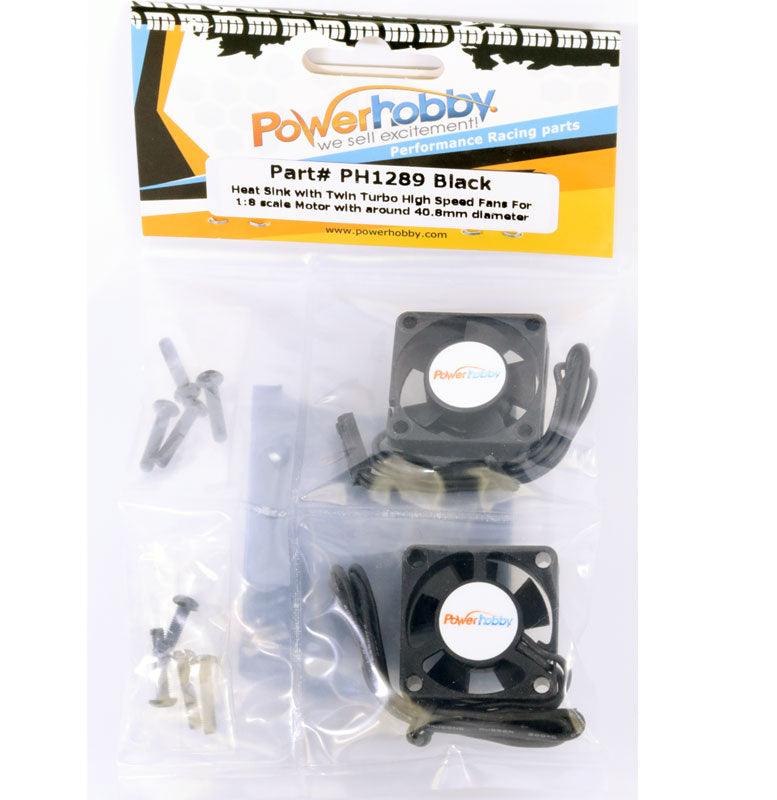 Powerhobby Heat Sink w Twin Turbo High Speed Cooling Fans 1/8 Motors Black