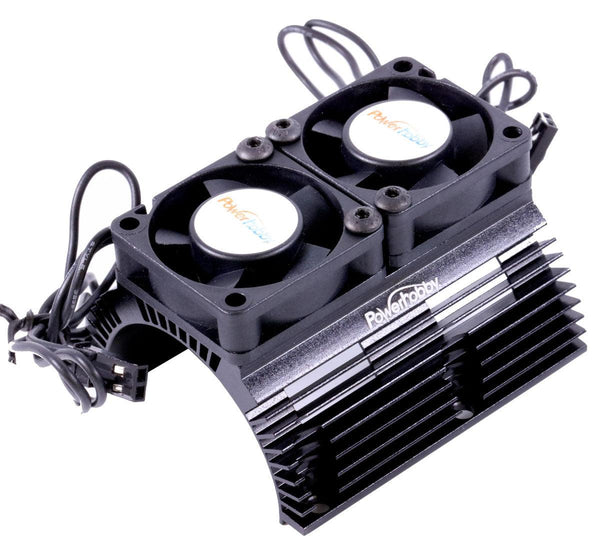 Powerhobby Heat Sink w Twin Turbo High Speed Cooling Fans 1/8 Motors Black