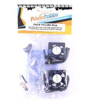 Powerhobby Heat Sink w Twin Turbo High Speed Cooling Fans 1/8 Motors Blue